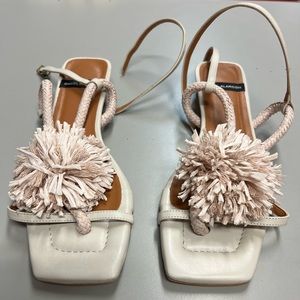 Angel Alarcon raffia ankle strap flat sandals
